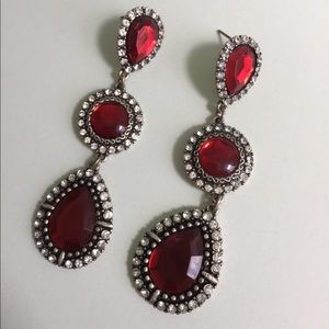 •Sterling Silver Red drop earrings!•